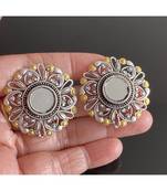 Lovely Oxidised silver Two tone Cute mirror stud -Dj11578