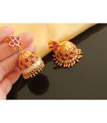 Beautiful Matte Finish Real Kemp Green Peacock Jhumkka Dj28176