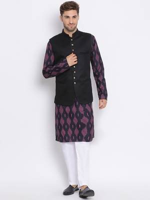 3Pc Kurta Pyjama and Waistcoat Set 1