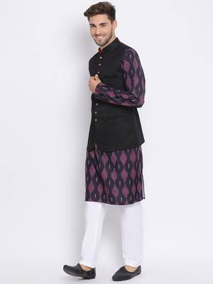 3Pc Kurta Pyjama and Waistcoat Set 2