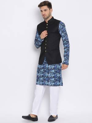 3Pc Kurta Pyjama and Waistcoat Set 2
