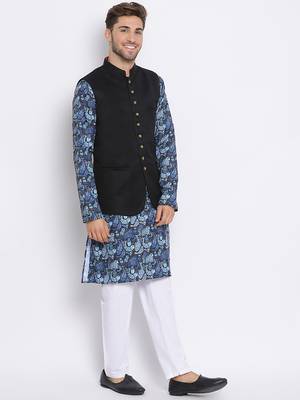 3Pc Kurta Pyjama and Waistcoat Set 3
