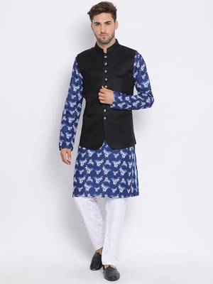 3Pc Kurta Pyjama and Waistcoat Set 1