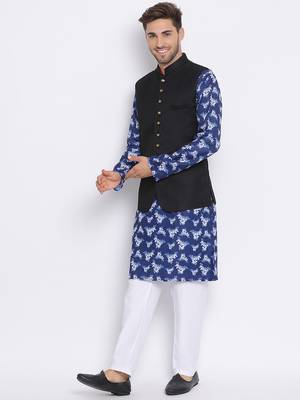 3Pc Kurta Pyjama and Waistcoat Set 2