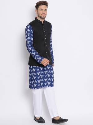 3Pc Kurta Pyjama and Waistcoat Set 3