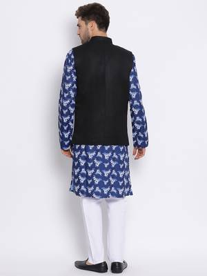 3Pc Kurta Pyjama and Waistcoat Set 4