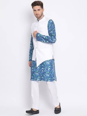 3Pc Kurta Pyjama and Waistcoat Set 2