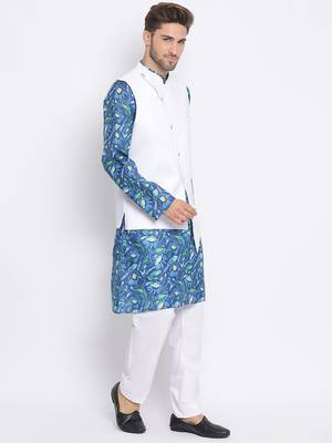 3Pc Kurta Pyjama and Waistcoat Set 3