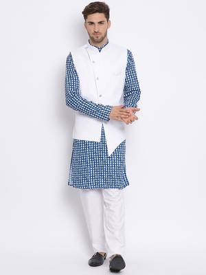 3Pc Kurta Pyjama and Waistcoat Set 1
