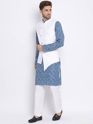 3Pc Kurta Pyjama and Waistcoat Set 2