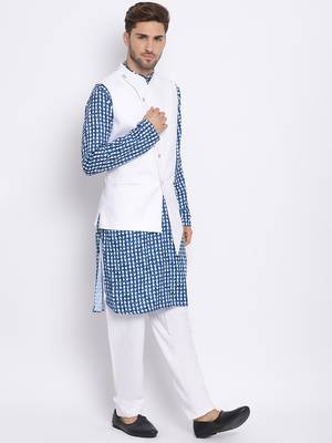 3Pc Kurta Pyjama and Waistcoat Set 3