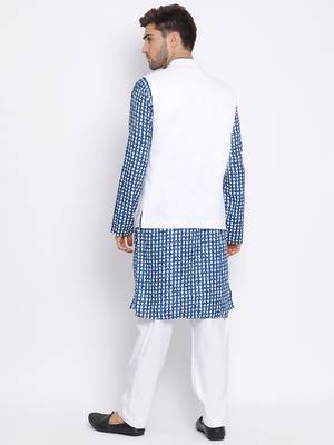 3Pc Kurta Pyjama and Waistcoat Set 4