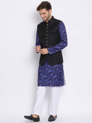 3Pc Kurta Pyjama and Waistcoat Set 2