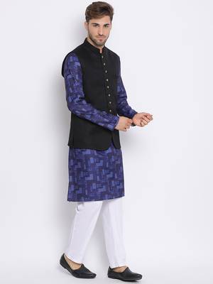 3Pc Kurta Pyjama and Waistcoat Set 3