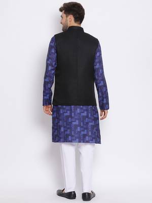 3Pc Kurta Pyjama and Waistcoat Set 4