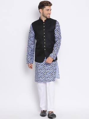3Pc Kurta Pyjama and Waistcoat Set 1