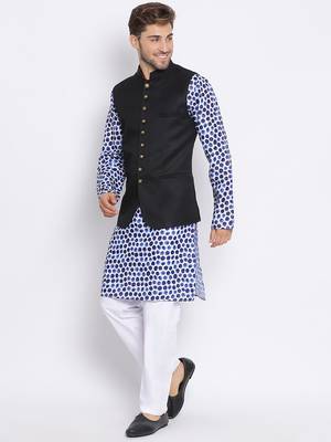 3Pc Kurta Pyjama and Waistcoat Set 2