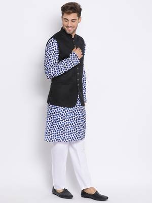 3Pc Kurta Pyjama and Waistcoat Set 3