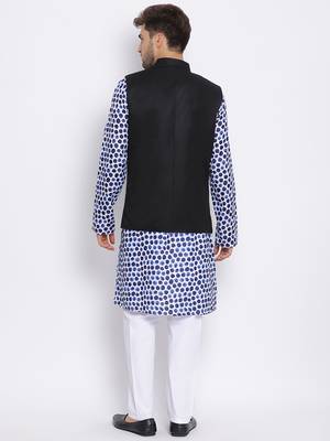 3Pc Kurta Pyjama and Waistcoat Set 4