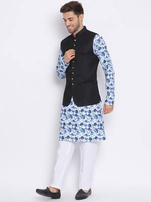 3Pc Kurta Pyjama and Waistcoat Set 2