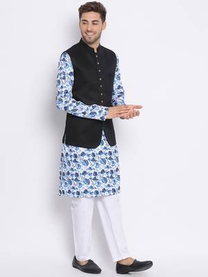 3Pc Kurta Pyjama and Waistcoat Set 3