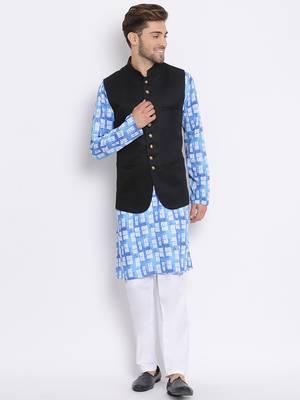 3Pc Kurta Pyjama and Waistcoat Set 1
