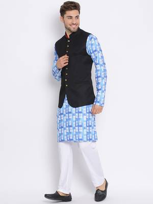 3Pc Kurta Pyjama and Waistcoat Set 2