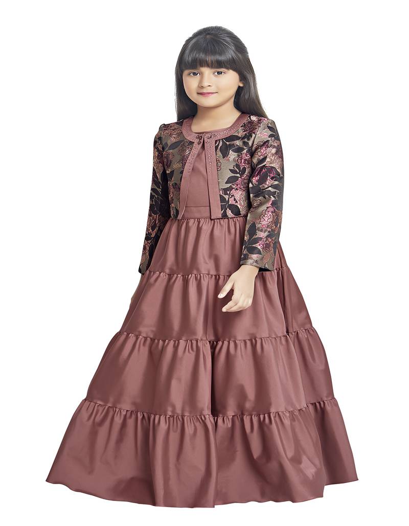 polyester plain kids-girl-gowns