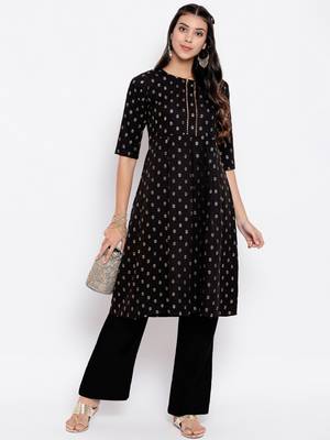 Black printed crepe ethnic-kurtis 1