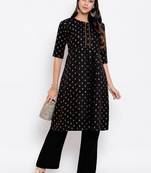 Black printed crepe ethnic-kurtis