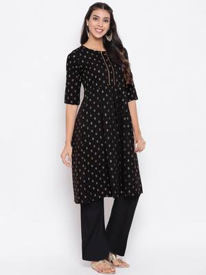 Black printed crepe ethnic-kurtis 2