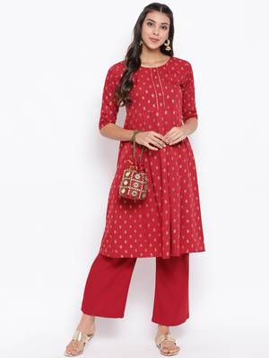 Red printed crepe ethnic-kurtis 1