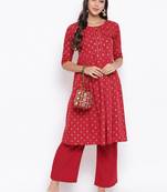 Red printed crepe ethnic-kurtis