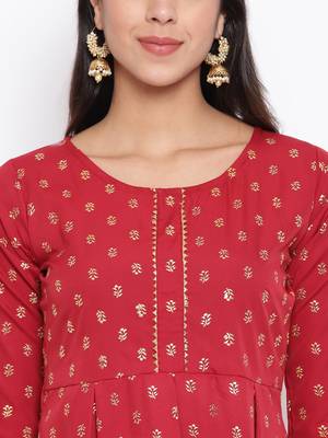 Red printed crepe ethnic-kurtis 4