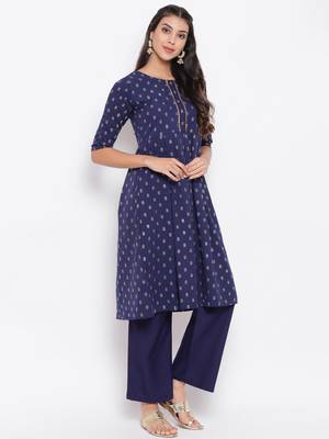 Navy-blue printed crepe ethnic-kurtis 2