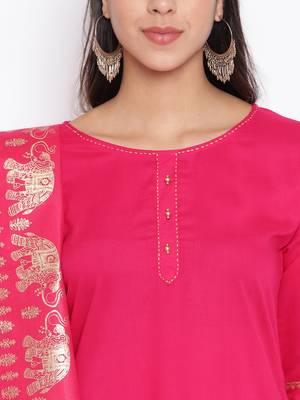 Rani-pink golden print rayon salwar 3