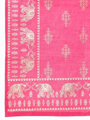 Rani-pink golden print rayon salwar 4