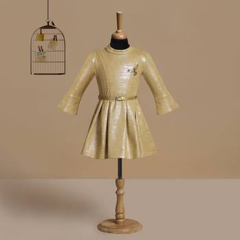 Suede plain kids-frocks 2