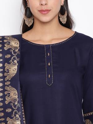 Navy-blue golden print rayon salwar 3
