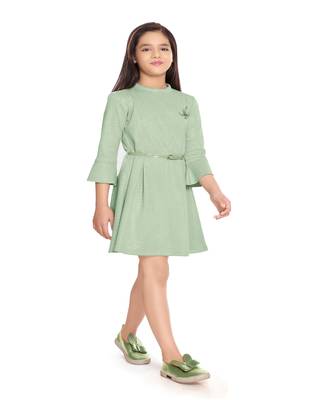 Suede plain kids-frocks 1