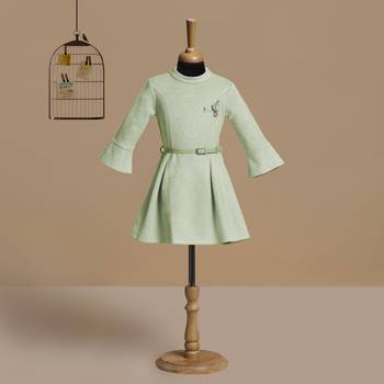 Suede plain kids-frocks 2