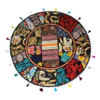 Lalhaveli Khambadiya Patchwork Handmade Traditional Style Floor Seat Mudda Mediations Cushion Cover 32 '' Pillow Cover 1