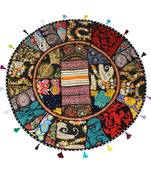 Lalhaveli Khambadiya Patchwork Handmade Traditional Style Floor Seat Mudda Mediations Cushion Cover 32 '' Pillow Cover