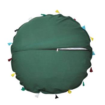 Lalhaveli Bedroom Living Room Floor Yoga Meditations Sitting Cover Round Khambadiya Patchwork Pillow Case 32 '' (Green) 5