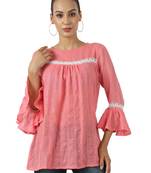 Pink plain viscose rayon party-tops