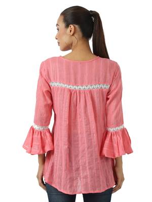 Pink plain viscose rayon party-tops 2