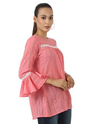 Pink plain viscose rayon party-tops 3