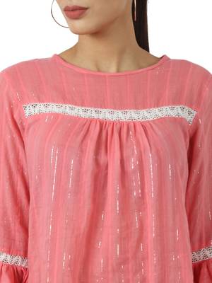 Pink plain viscose rayon party-tops 4