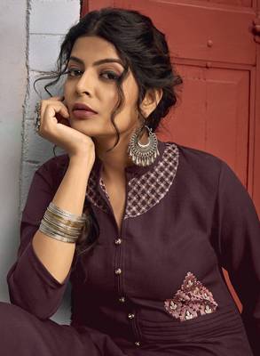 Wine embroidered rayon salwar 2