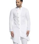 Designer White Embroidered Cotton Chikankari Men Kurta By Treemoda